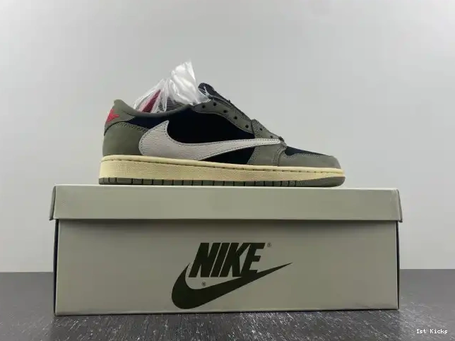 1st Kicks Shoes 'BLACK LOW JORDAN SCOTT OG 1 X SP AIR DM7866-002 TRAVIS OLIVE' 0622